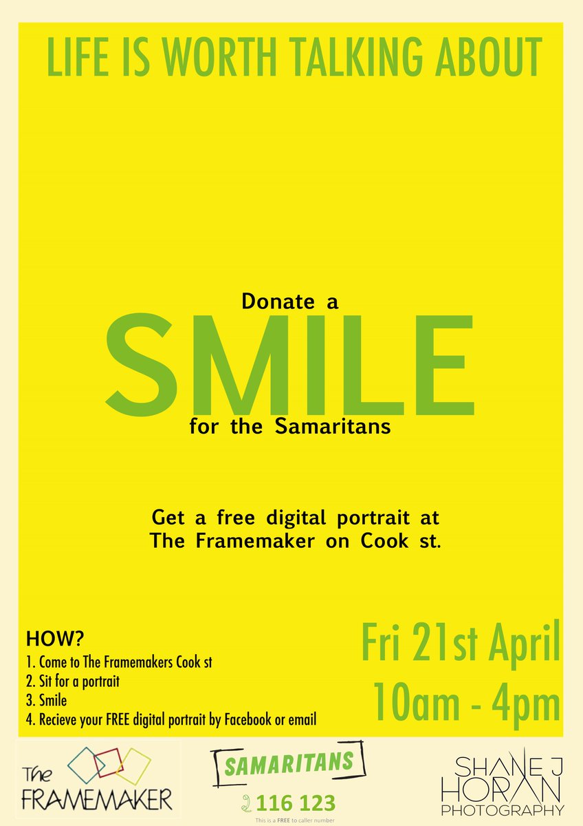 Looking forward to this event tomorrow. Drop in between 10-4 to get a personal portrait! #shanejhoranphotography @CorkSamaritans