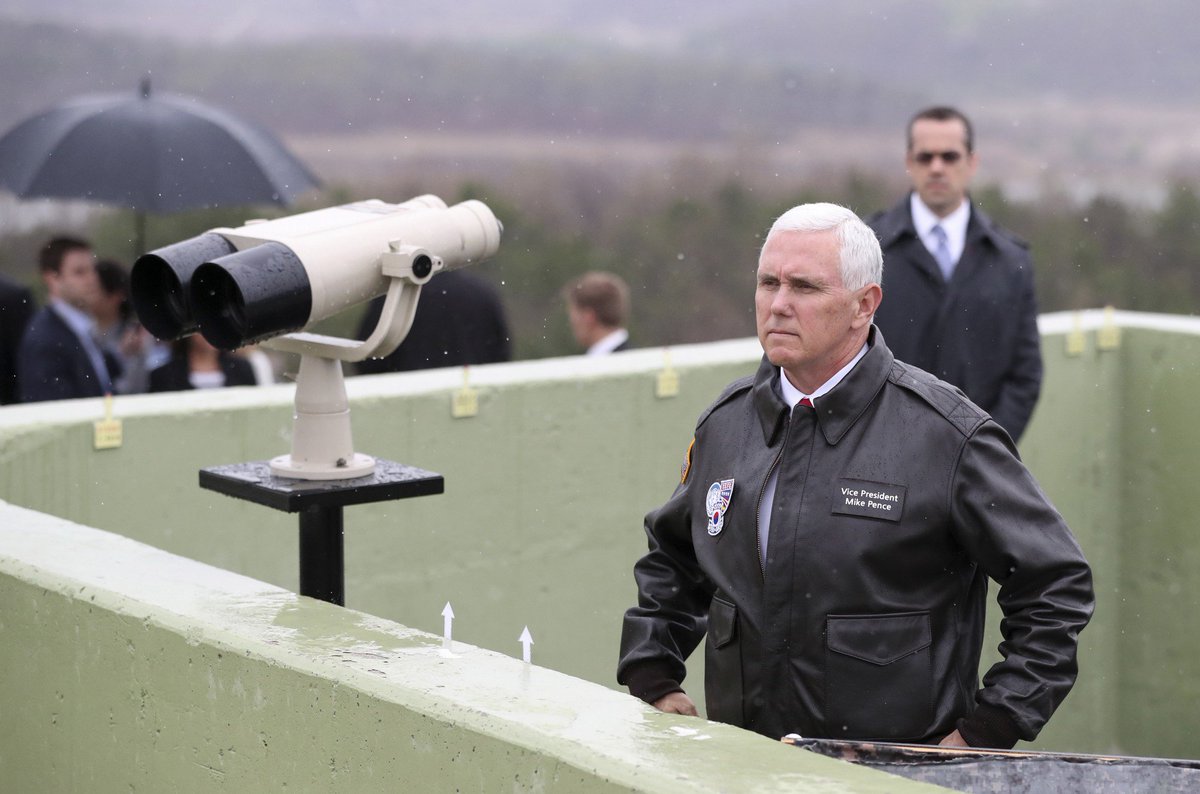 thinkprogress's tweet photo. Mike Pence thinks mean-mugging at North Korea might deter nuclear aggression
https://t.co/LCuOiq8fXm https://t.co/KUSAJW6KRI