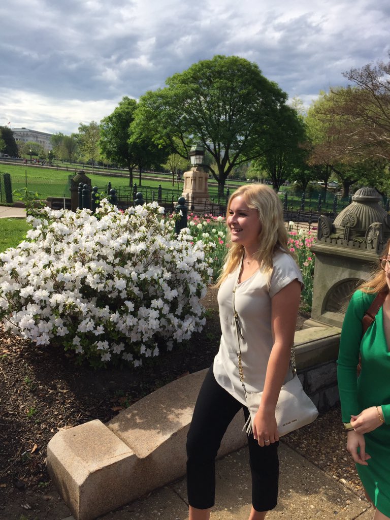 irishwtp's tweet photo. Student Maddy Martin enjoys floral scenery on walk up Capitol Hill #irishwtpnationals https://t.co/8o4r1wmHIc
