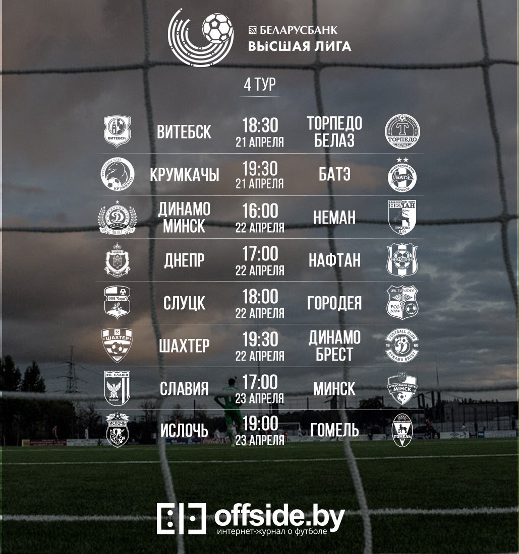 offsideby's tweet image. Высшая лига 2017🇧🇾⚽. 4 тур. Расписание матчей.