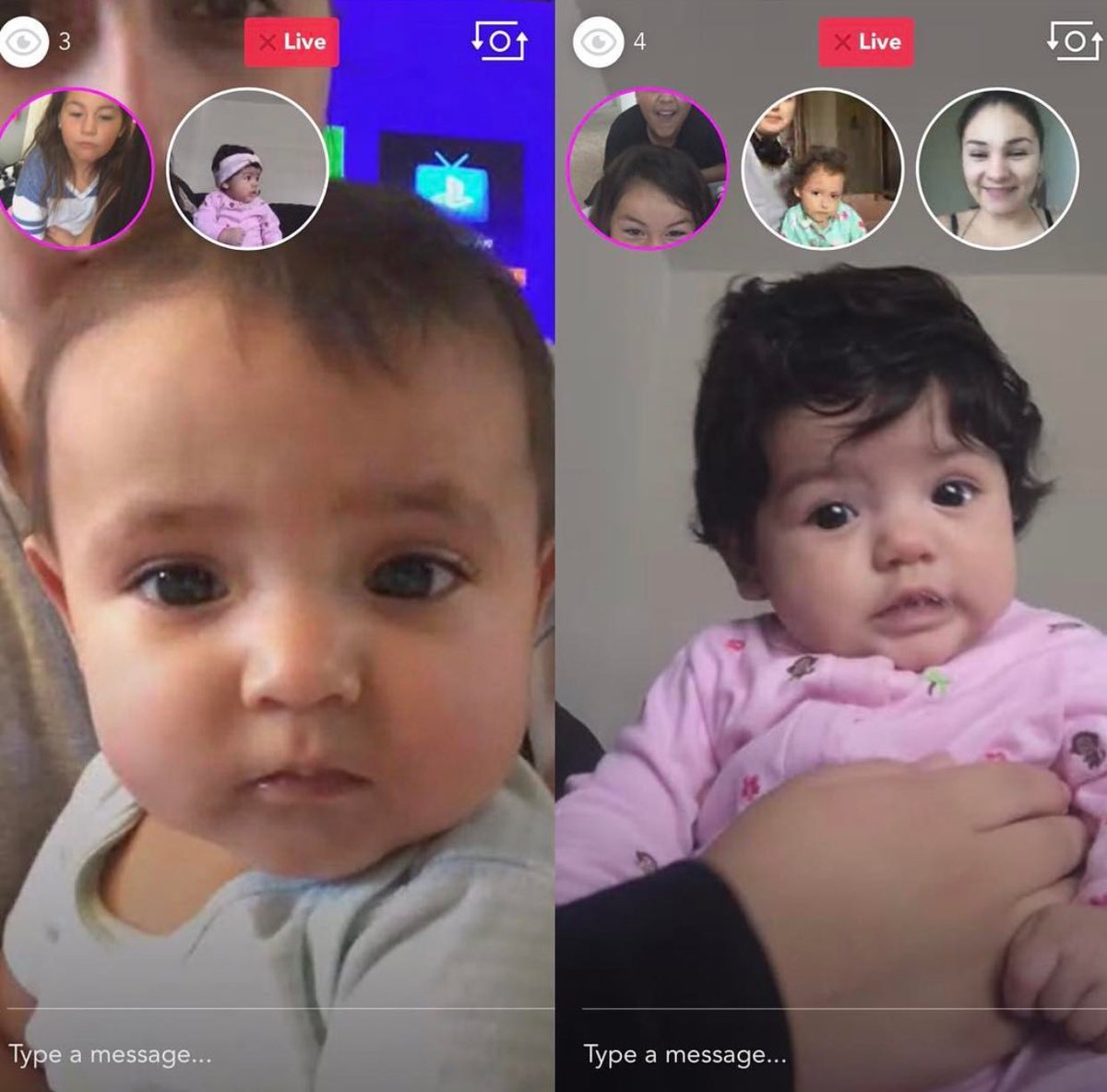trybubble's tweet image. Bubble was created for moments like this! Bring family together with multi-live stream! Thanks @miss_anjelina for the adorable pic! #family