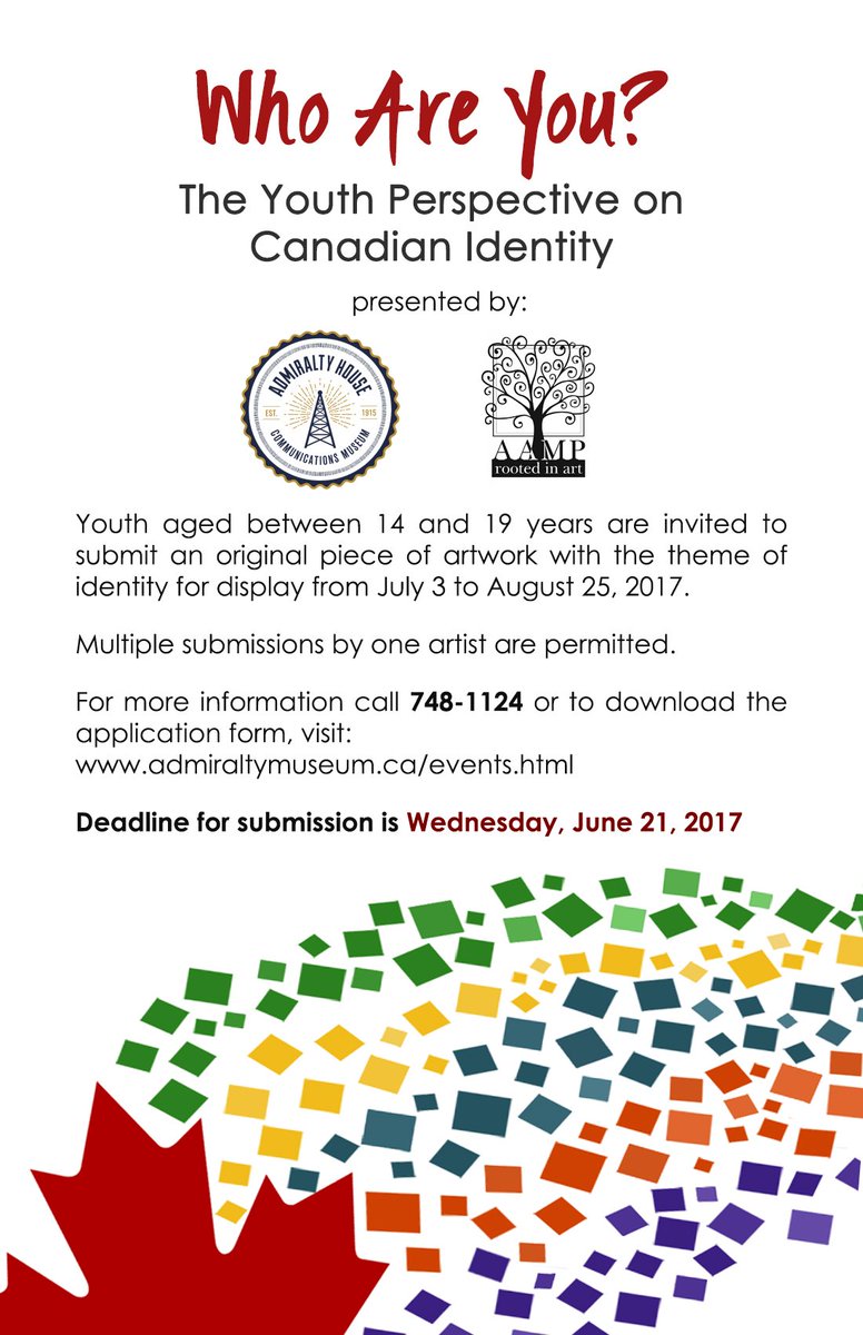 Admiralty House and <a href="/ArtsMountPearl/">AAMP</a> are proud to present our first youth-based art exhibit! Visit admiraltymuseum.ca/events.html for more info!