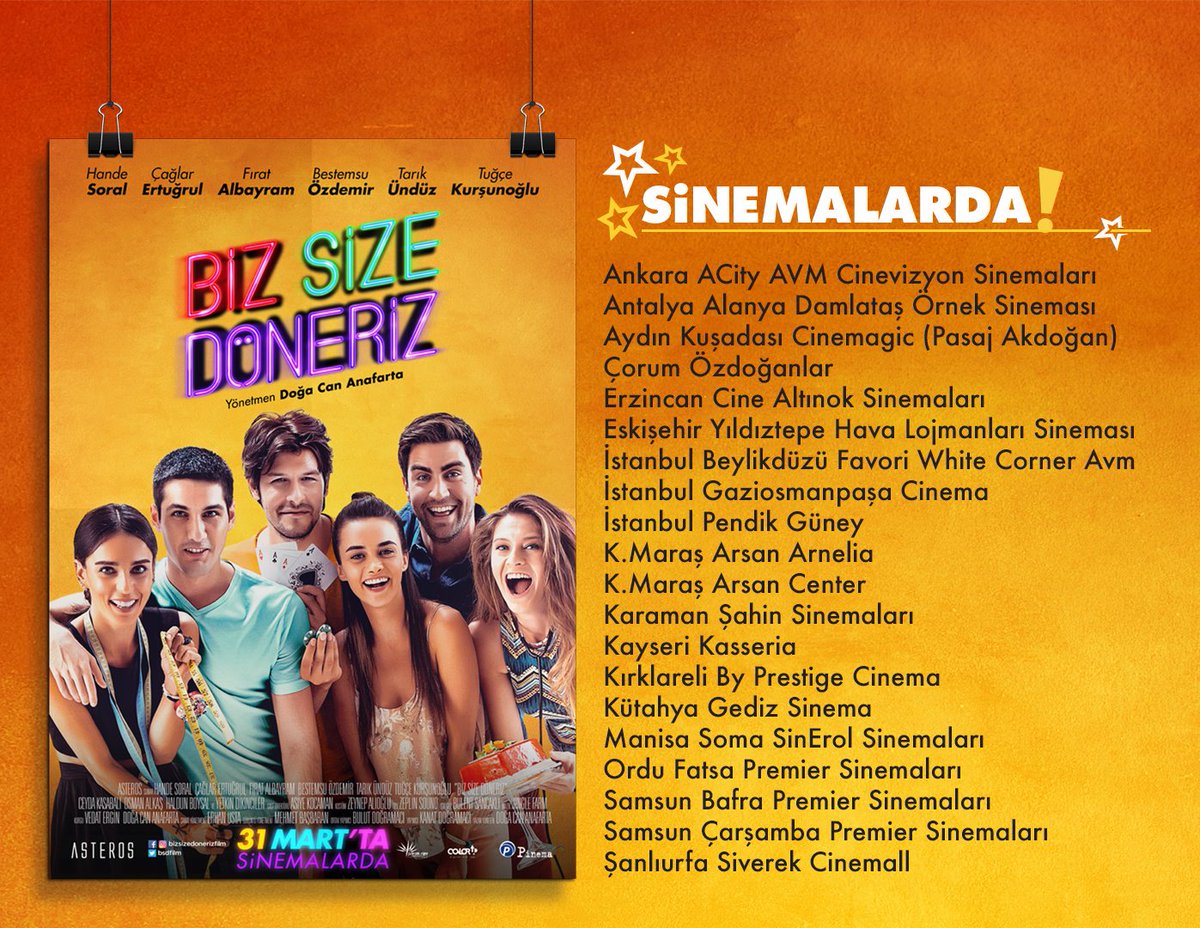 Eğlenceli ve farklı bir filmle kafa dağıtmak için bu haftaki adresler belli! ;) #BizSizeDöneriz sinemalarda seni bekliyor.