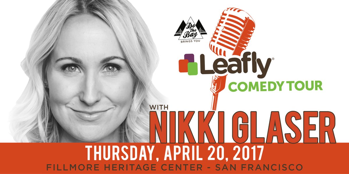 Leafly's tweet photo. Tonight’s the night, #SanFrancisco! We’ll see you in a few @NikkiGlazer! @harvestbloom420 @MarleyNatural #LeaflyLolz https://t.co/JLbI214owh https://t.co/Ywi5nf1ZSX