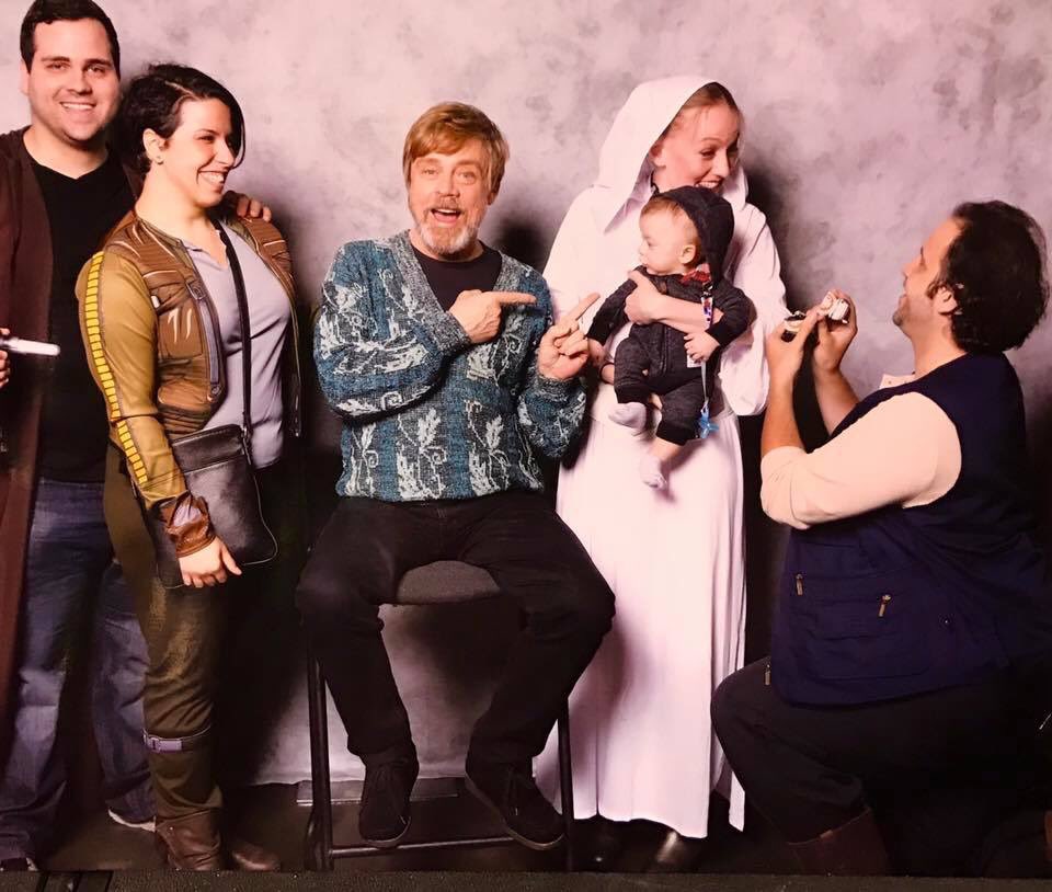 MarkHamill's tweet photo. Sitting there-minding my own business-when THIS happens! He's Han-she's Leia, so that must be #BabyKylo (in happier times) Ain't love grand? https://t.co/lR1qikfXWv