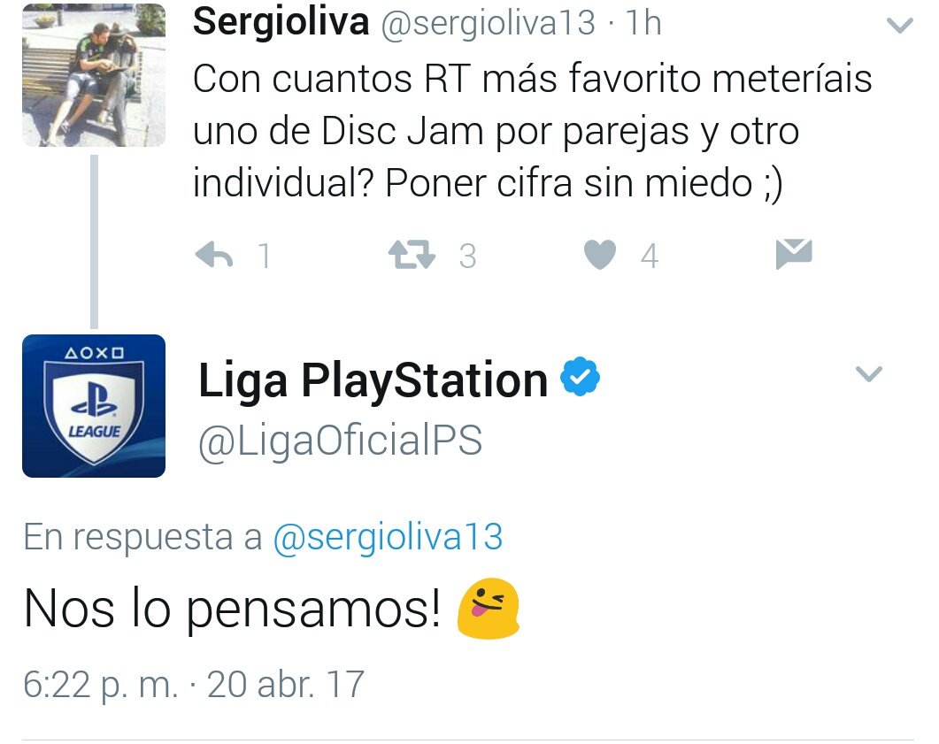 Para que la @LigaOficialPS  no se lo tengan que pensar ayudarnos a pasar los 250 RT + Fav para la creación de un torneo de #Discjam (L)