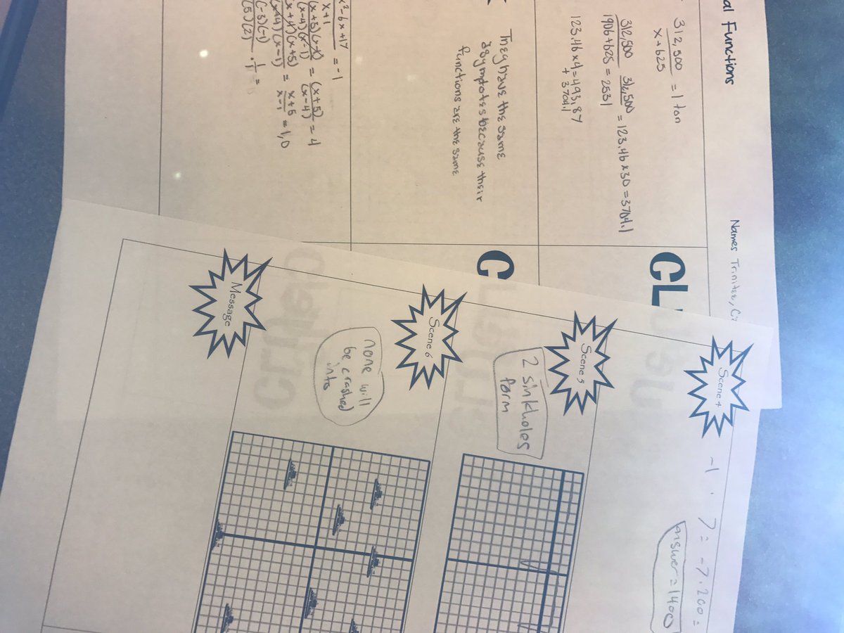 sterkberg's tweet photo. @breakoutEDU another fun day of finding clues! #NHCSchat #mathchat #rationalfunctions #MTBoS #workshown https://t.co/6r15sgHRiJ