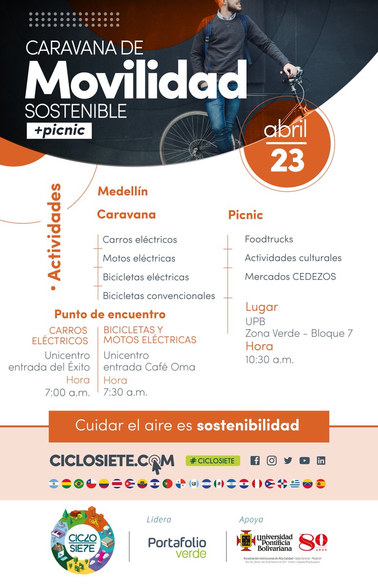 upbcolombia's tweet photo. Moverse, vivir sanamente y cambiar rutinas, también es #sostenibilidad ¡En @upbcolombia abrimos nuestras puertas al #picnic de @ciclo_siete! https://t.co/DzenU6BvG0