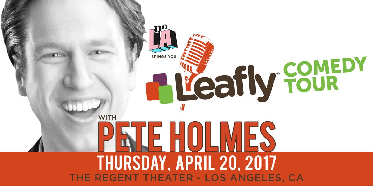 Leafly's tweet photo. It’s going down in #LA! @peteholmes is bringing the laughs tonight! @capt_jacks420 @MarleyNatural #LeaflyLolz https://t.co/SfZvhgmDTk https://t.co/gnaUkNHVm5