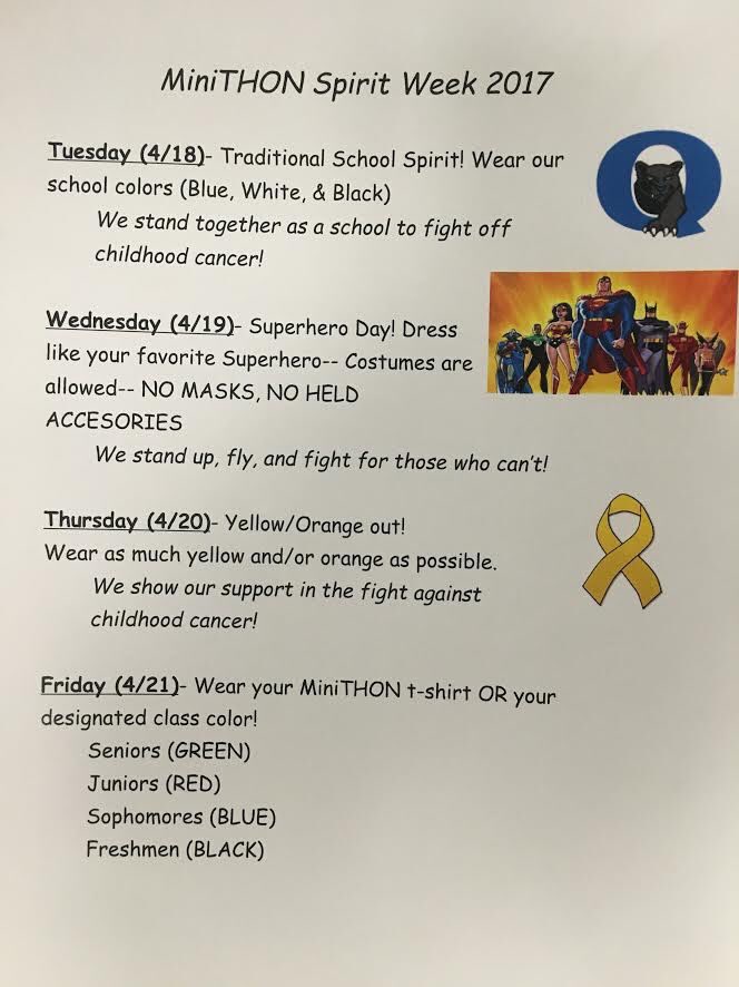 qchsminithon's tweet photo. Also don't forget if you don't have a shirt to wear your class color!! https://t.co/T21xyJqB4Y