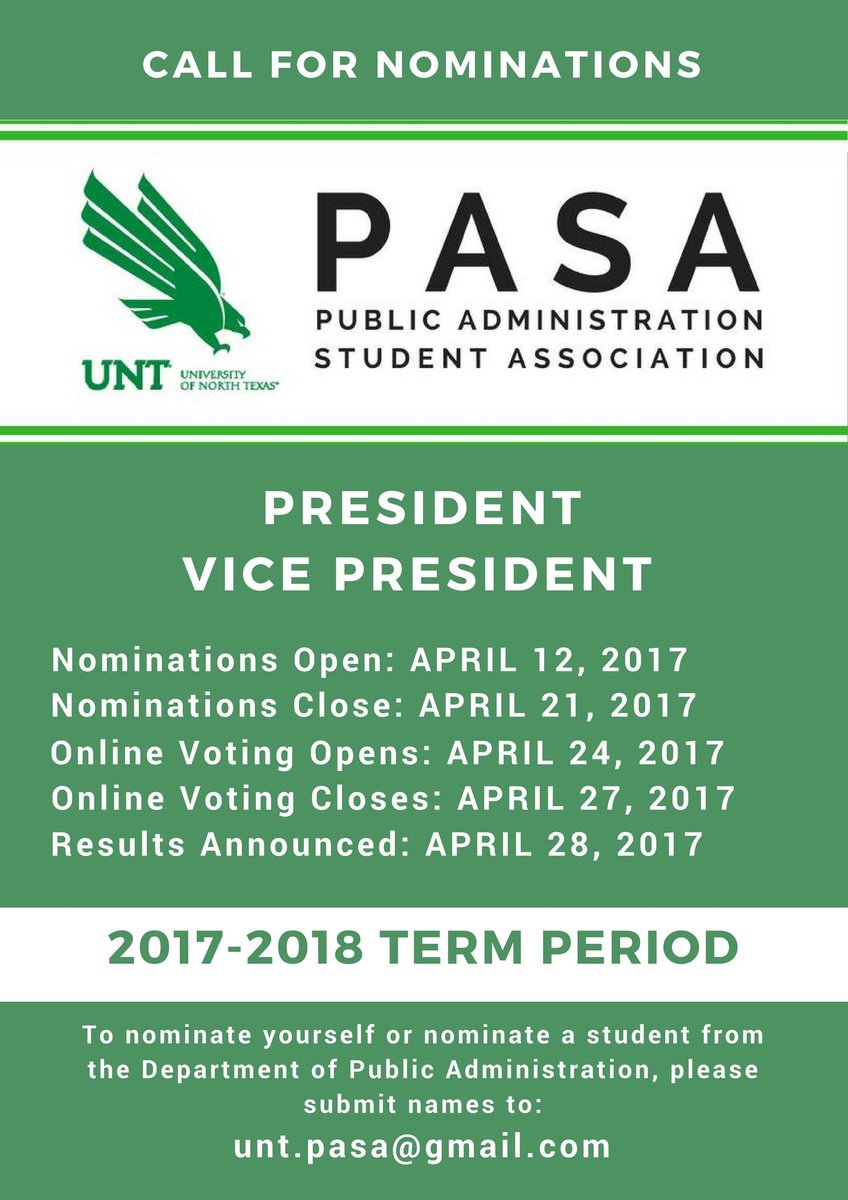 MPA students, you have until tomorrow to submit PASA nominations for the positions of President or Vice President!