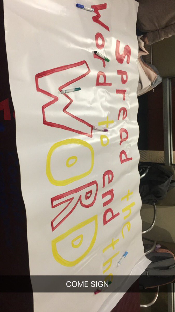 sjfc_cec's tweet photo. NOW DURING FREE PERIOD COME SIGN THE BANNER AND FIND OUT THE HASHTAG TO USE TO #ENDTHEWORD #CAMPUSCENTER #SJFC #DLMEGATICKETS https://t.co/C47PsGC3Bs