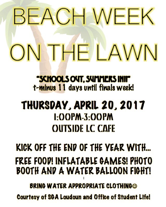 SGALOUDOUN's tweet photo. SGA PALOOZA TODAY 1-3! LETS ROCK OUT THE END OF THE SEMESTER TOGETHER! https://t.co/Gne8ZqLYAE