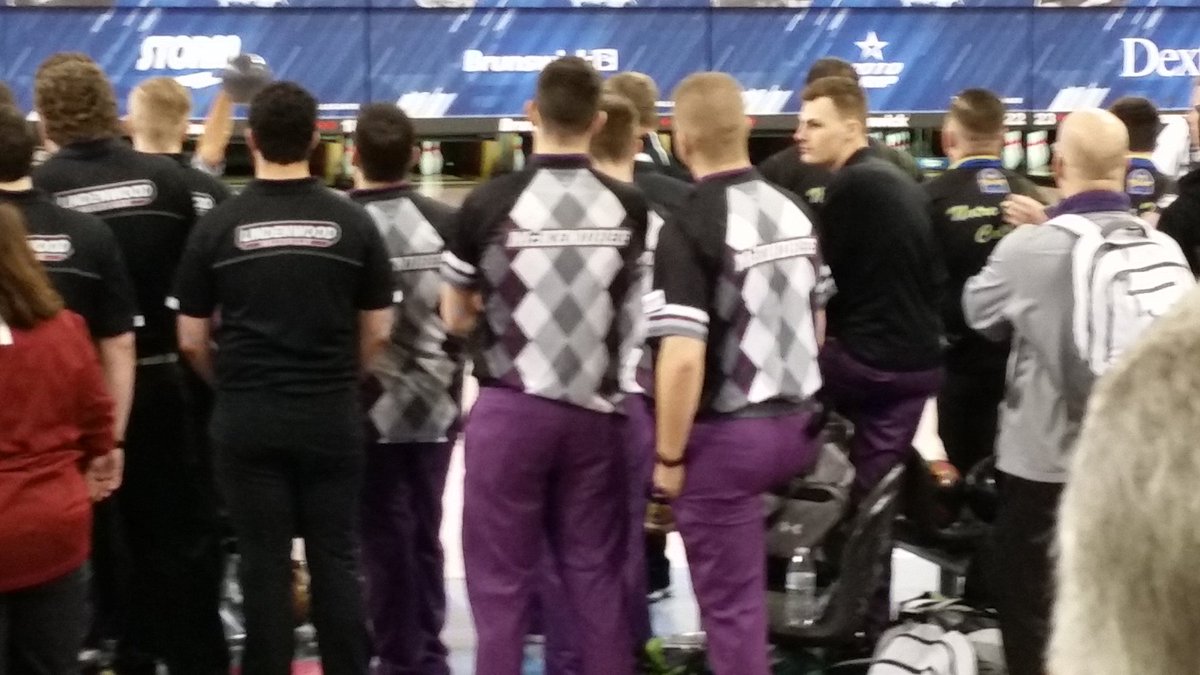 The men's teams are a sea of black and gray pants..until you get to these purple ones! #bowlingfashion #ifRickieFowlerwasabowler?