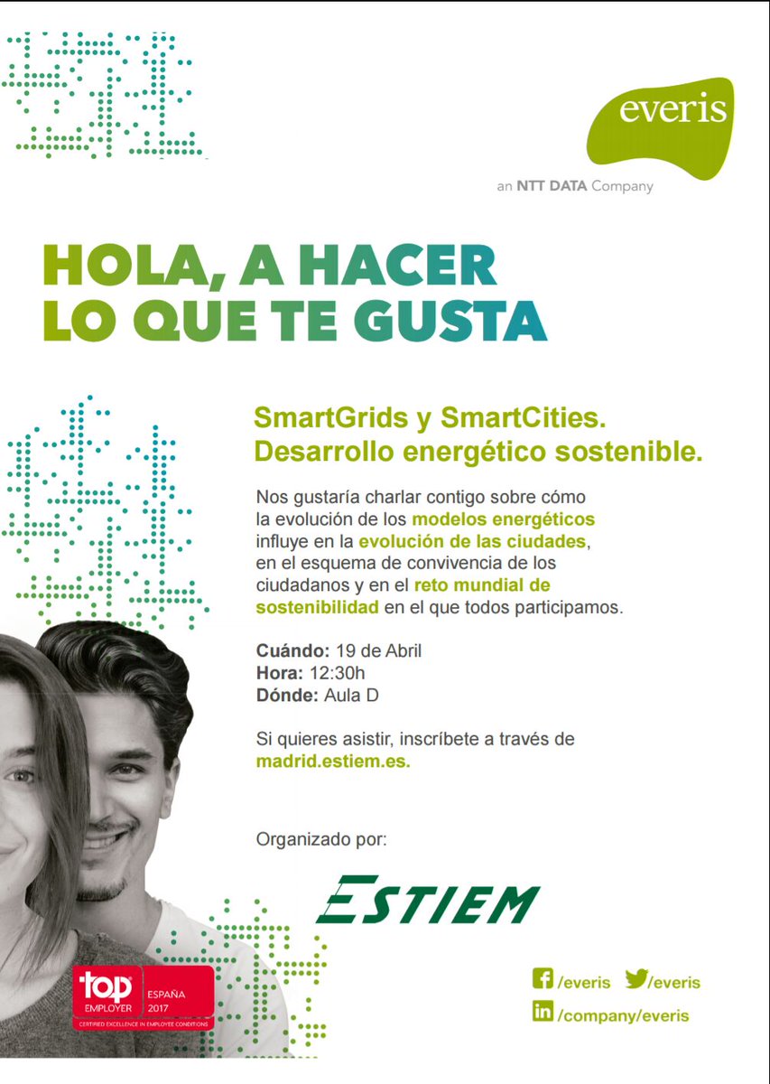 ESTIEM_Madrid's tweet photo. Gracias a @everis ayer pudimos aprender un poco más sobre el futuro: Smartcities y Smartgrids. https://t.co/CTStZkCxZd