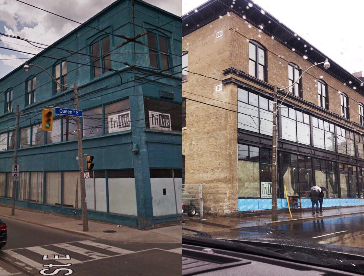 BritCa11aghan's tweet photo. Unbelievable facelift to SW corner of Queen and Parliament. Love it! @KohnArchitects https://t.co/h3J2XSezmg