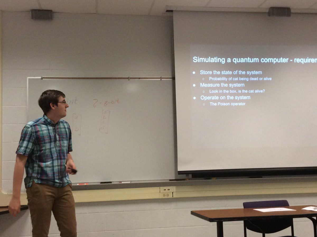 JuniataResearch's tweet photo. Adam Anthony impressed us all with his discussion of his work simulating quantum computers. #JuniataLAS https://t.co/dgGsT72TAX