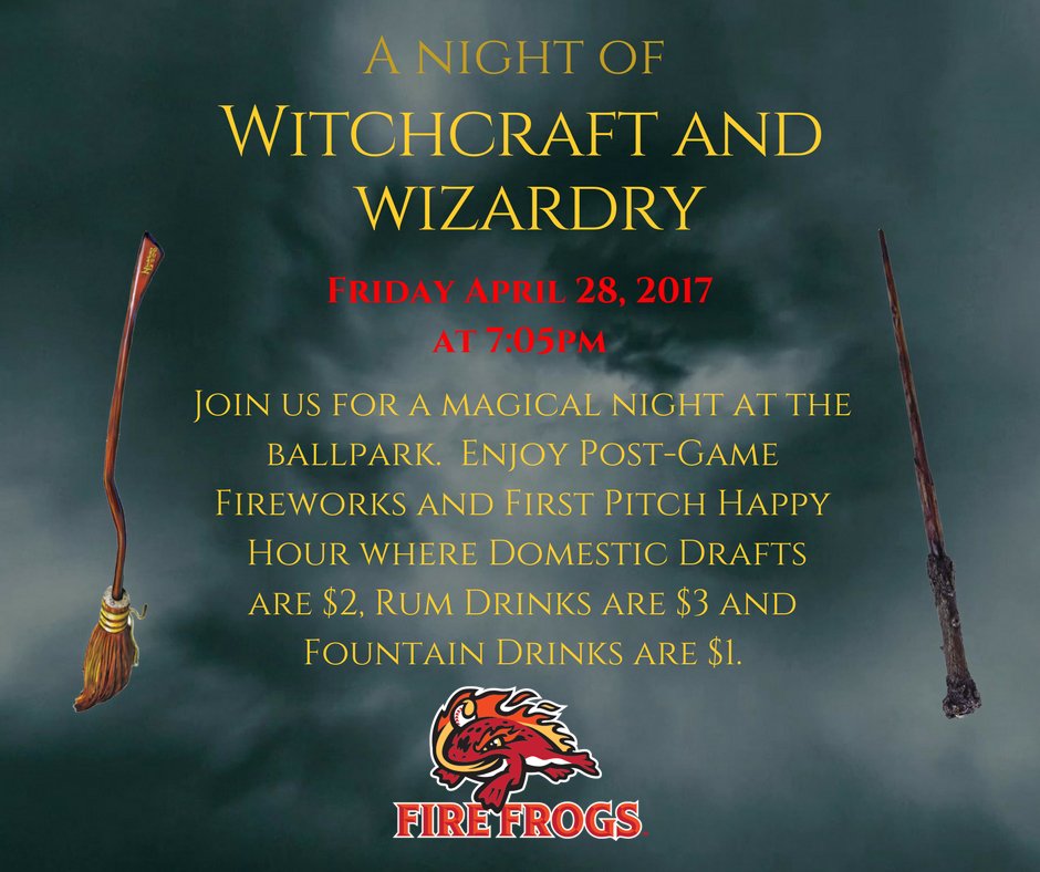 FireFrogsBB's tweet photo. Didn't get your letter from #Hogwarts? Join the rest of us #muggles for Witchcraft &amp; Wizardy Night at the #Pond! https://t.co/jPWEkK4Tp0 https://t.co/8zzS9SgQPD