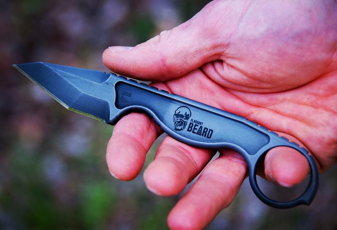 flagrantbeard's tweet photo. Customer photo of the #FlagrantHavoc #EDC #MadeInAmerica #AngryLittleKnife #Blades #BladePorn #RingKnife #EDCGear (Sheath Included) https://t.co/IOO7HF4Vny