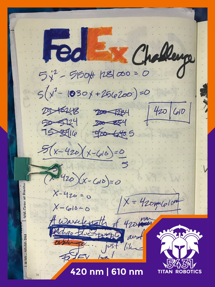 frc5431's tweet photo. Challenge number 3 complete! We had tons of fun discovering the mystery colors! Great logo colors! #FedExContest #OMGrobots  #FRC5431 https://t.co/w9vxnella8