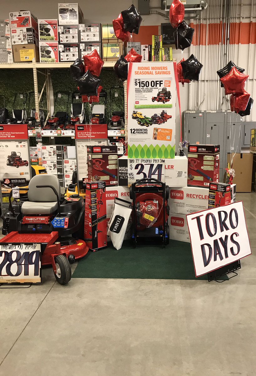 ToddDonaldson8's tweet photo. Toro days event at your Osage Beach Home Depot $150 off Toro zero turn mowers $25 off Toro push mowers https://t.co/smKlaD15zr
