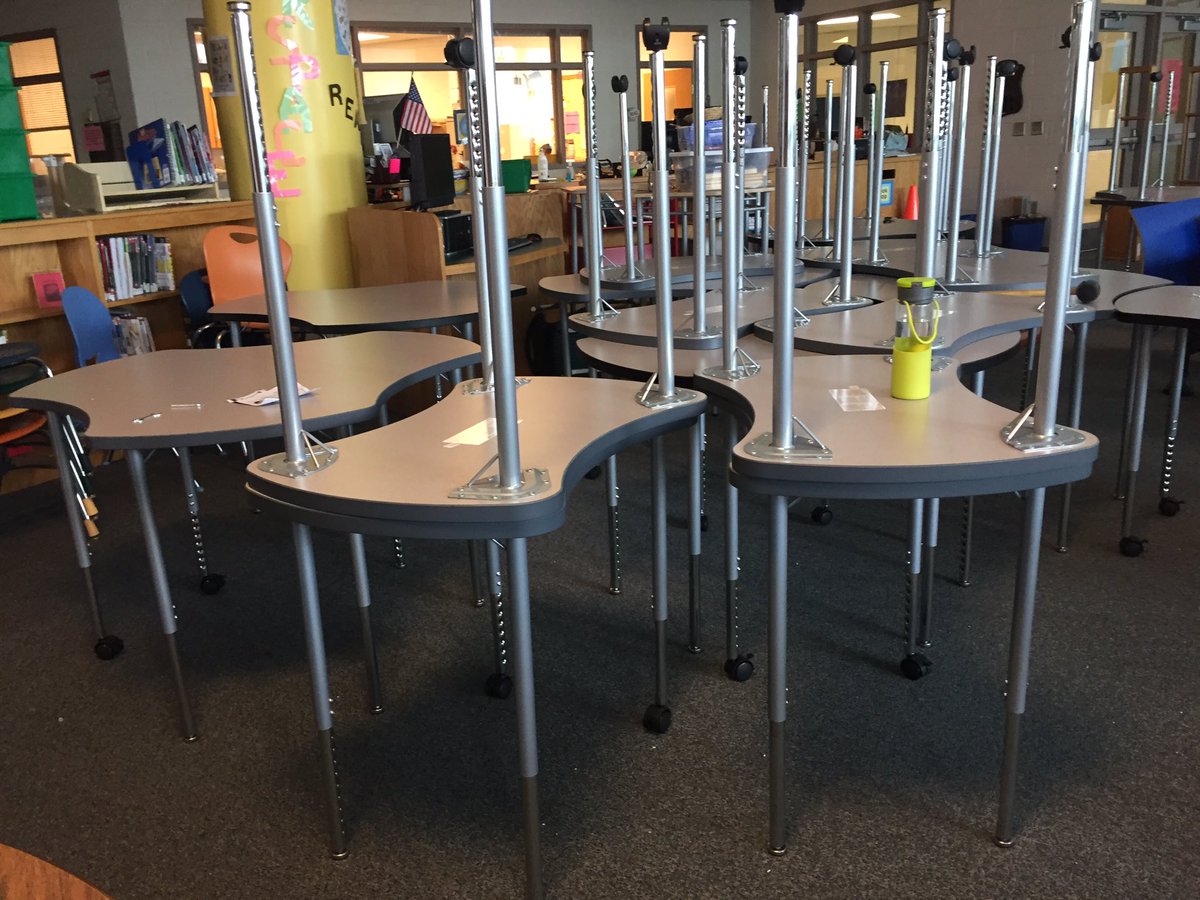 libraryms's tweet photo. A sea of tables! Our library is going to be so fun when we finish assembly! #flexibleseating #librarydesign #librarylife #libraryupgrade https://t.co/tbiKqeBwsd