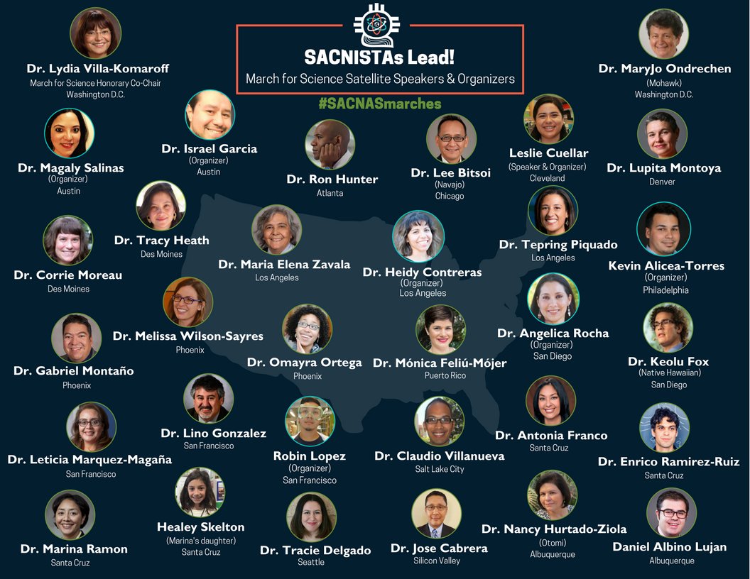 THIS IS WHAT THE STEM DIVERSITY MOVEMENT LOOKS LIKE. 25 speakers | 6 organizers | 18 cities 💪 #SACNASmarches #marginsci #MarchforScience