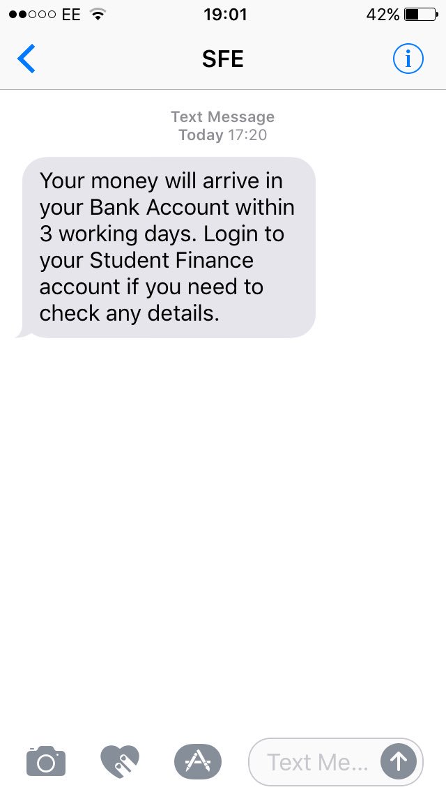 MeganGroves25's tweet photo. The only message that students look forward to! #studentfinance https://t.co/FAKI1nU0gb