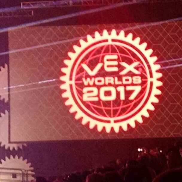See the white wolf in the pink hoodie walking in the VEX Worlds Opening Ceremony?! He's ours! #VEXWorlds