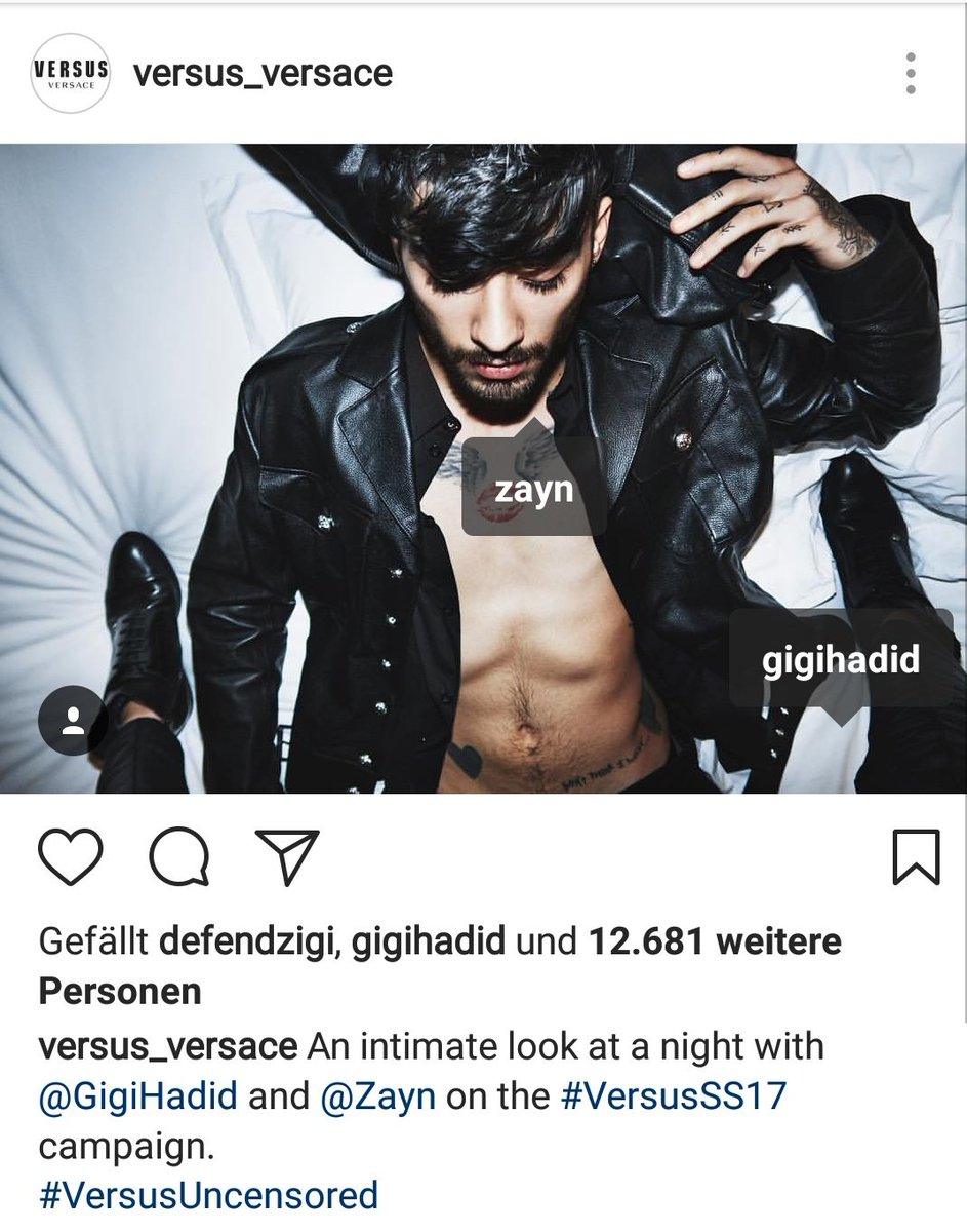 ZaynJMalikGER's tweet photo. #Update | versus_versace via Instagram: "An intimste look at a night with @GiGiHadid and @zaynmalik on the #VersusSS17 campaign." https://t.co/YKZDJATHPg