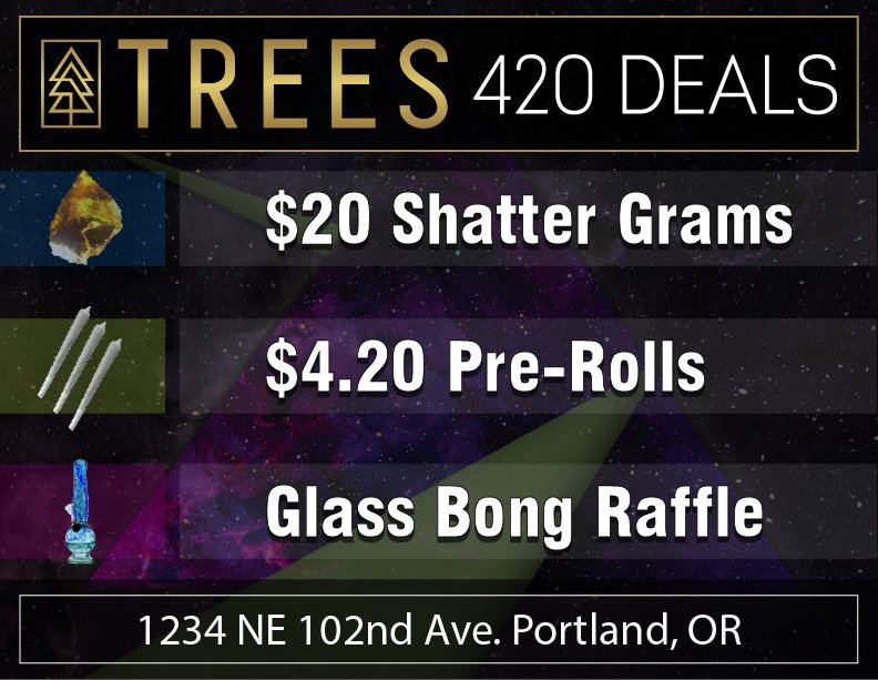 TreesPortland's tweet photo. 🍍 #420deals today. Visit us at 1234 NE 102nd Ave. Portland, OR  #420specials #portland #portland420 #Happy420 https://t.co/ItzeLZp7DE https://t.co/kuA3s1OYc4