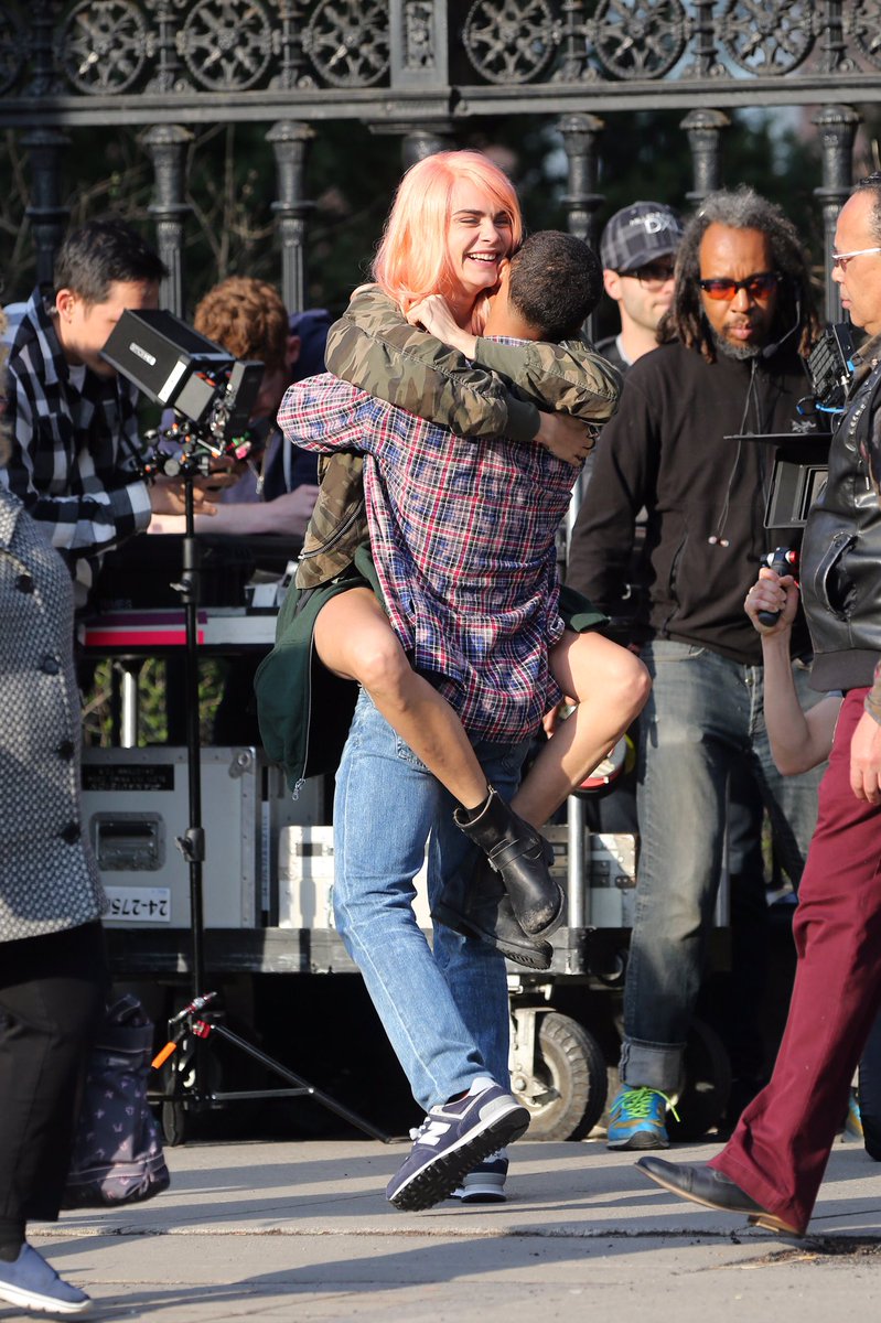 April 19: Cara Delevingne &amp; Jaden Smith on the set of "Life in a Year".