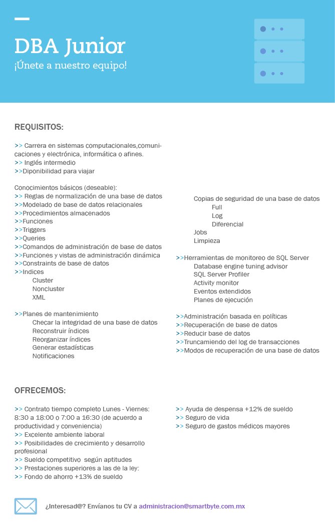 SmartByteMX's tweet image. ¡Únete a nuestro equipo! #TrabajoSiHay facebook.com/SmartByteMX/po…