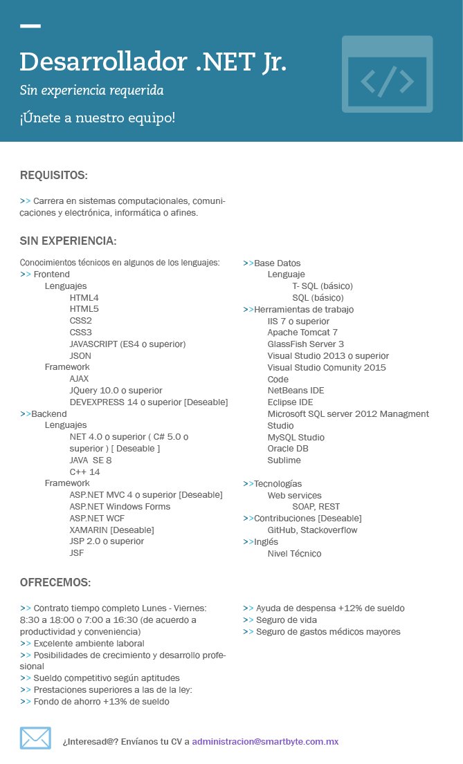 SmartByteMX's tweet image. ¡Únete a nuestro equipo! #TrabajoSiHay facebook.com/SmartByteMX/po…