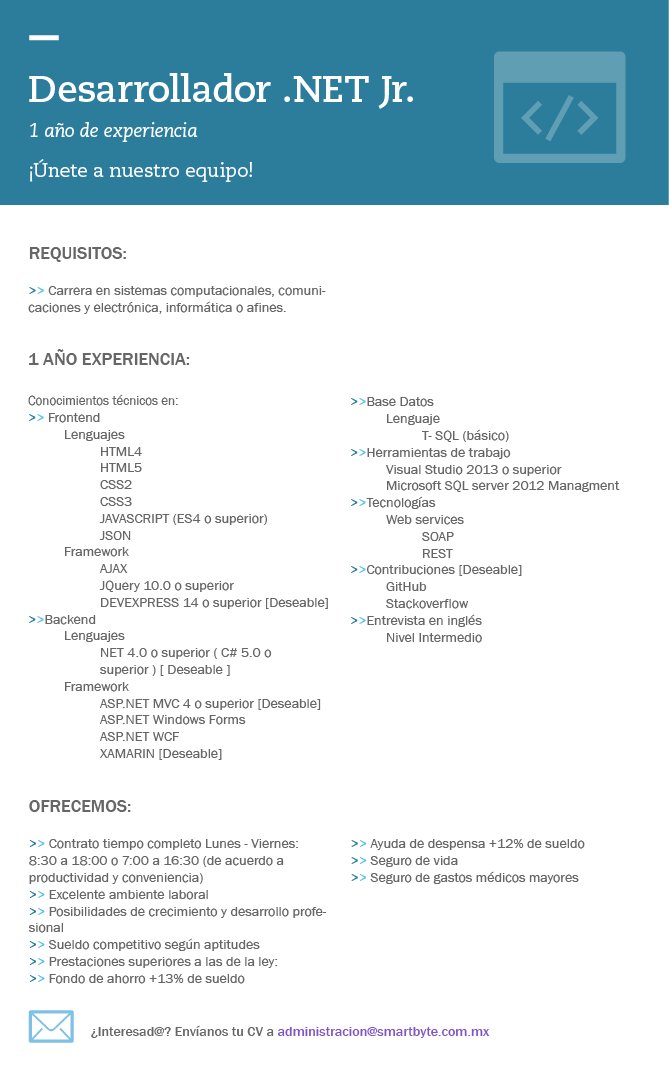 SmartByteMX's tweet image. ¡Únete a nuestro equipo! #TrabajoSiHay facebook.com/SmartByteMX/po…