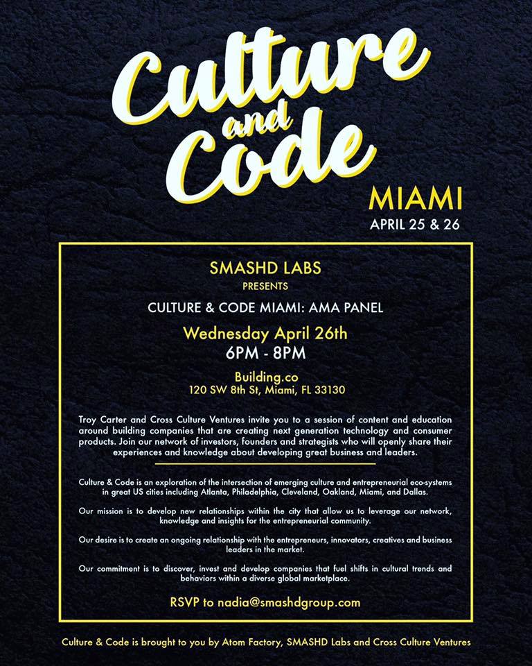 MarlonCNichols's tweet image. My #VCIRmiami experience is quickly coming to an end. Really excited that we&apos;ll culminate the experience w/ #CultureAndCode.