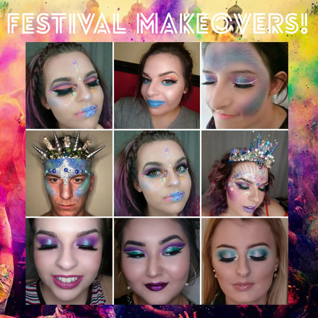 MuaMermazing's tweet photo. Festival makeup :glitter, gems, 🌈, festival hair and glitter roots available.  #muanorthwest #vfestival #parklife #mermazingmakeovers https://t.co/qjw3iBdtGM