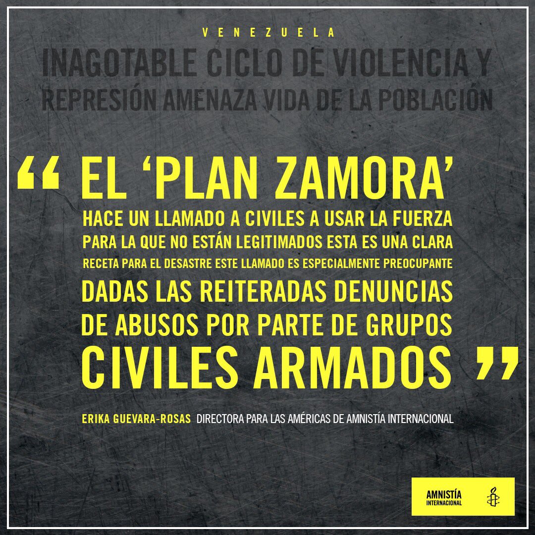 amnistia's tweet photo. "Plan Zamora una receta para el desastre". #Venezuela. Enlace a comunicado de Amnistía Internacional 
https://t.co/eKMef933t7 https://t.co/MDlknPNeo0