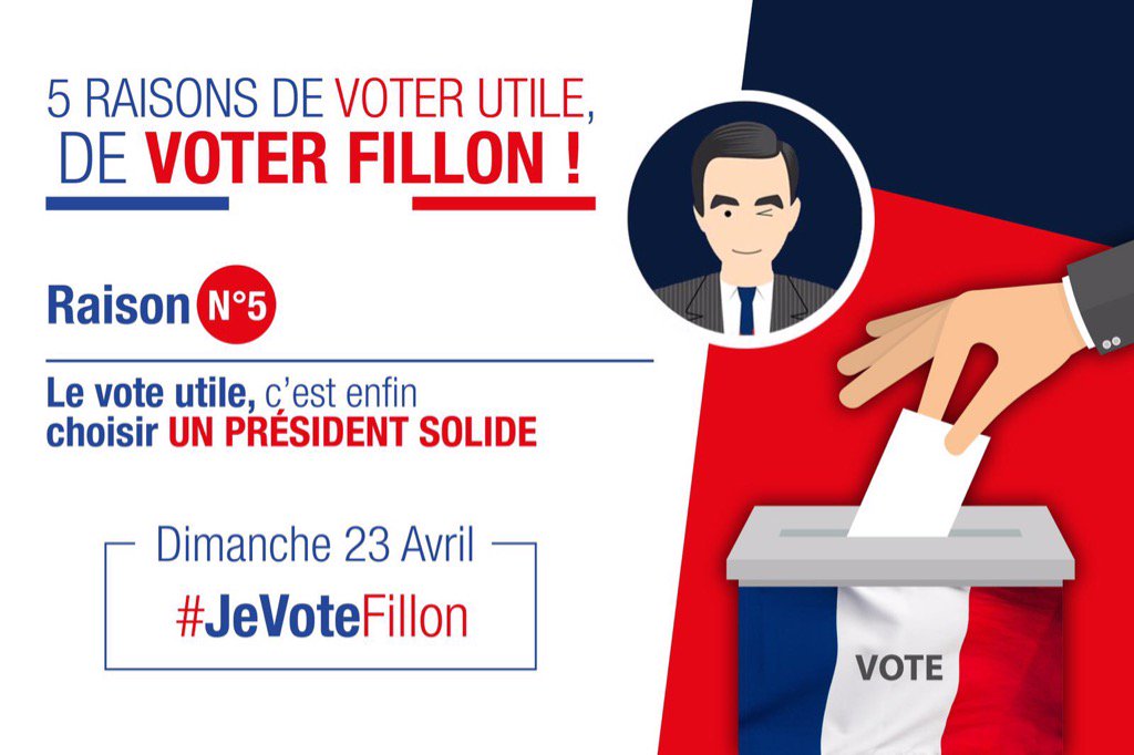 Fillon_52's tweet photo. 5 raisons de voter utile #JeVoteFillon Enfin : choisir un président solide ! RdV Dimanche ! 💪🏼💪🏼 https://t.co/8FmOROIexA