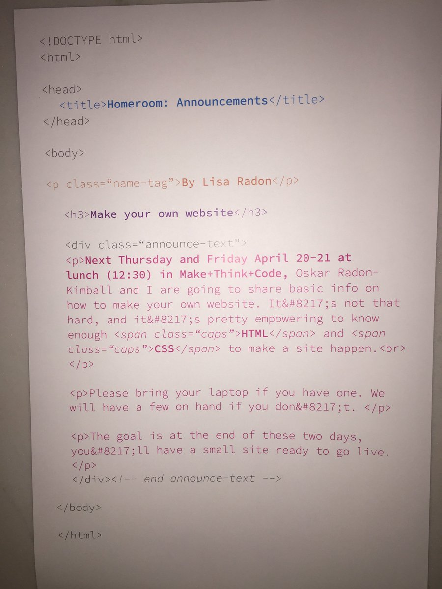 MakeThinkCode's tweet image. April 20th-21 how to code your own website #makethinkcode #workshops