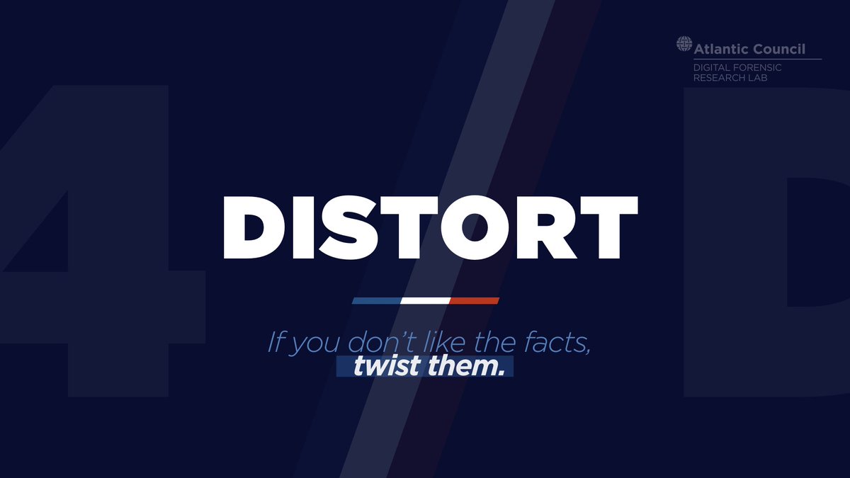 DFRLab's tweet photo. The #FrenchElection is around the corner. Watch out for the 4D #disinformation tricks: DISMISS, DISTORT, DISTRACT, DISMAY. 🇫🇷🇪🇺 https://t.co/tyqnV6XLtI