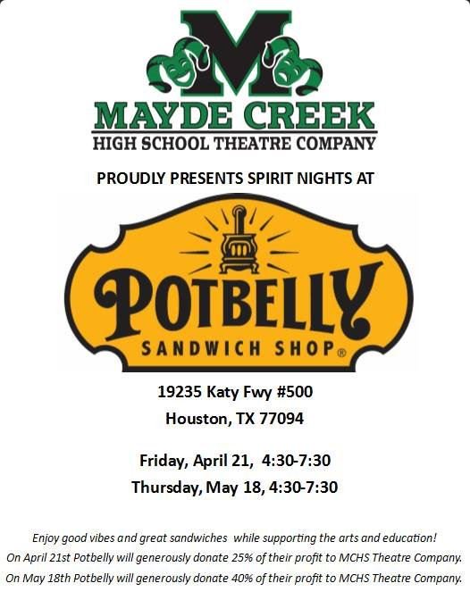 SPIRIT NIGHT <a href="/Potbelly/">Potbelly Sandwich Works</a> Katy Frwy TOMORROW!