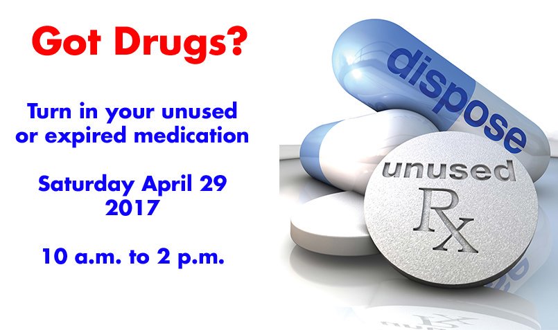 NewportNewsPD's tweet photo. SAVE THE DATE: We will be participating in the National #DrugTakeBackDay on April 29th. See the flyer below for drop off locations and info https://t.co/uFVnodWBdC