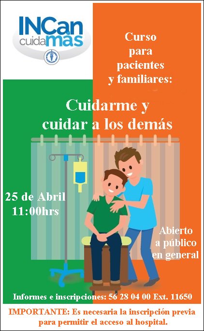 InfocancerMx's tweet photo. #INCanCuidamas es su modalidad presencial, Invita al curso Cuidarme y cuidar a los demás dirigido #pacientes #familiares #Cuidarmeparacuidar https://t.co/rsi2TrJu6Q