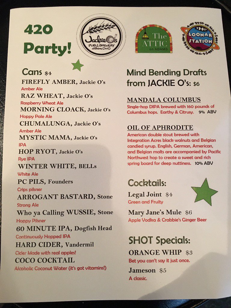 TheAtticonAdams's tweet photo. Patio Beers for Tonights 420 Party! Bands start at 9:30! https://t.co/bnQbKUvf2R