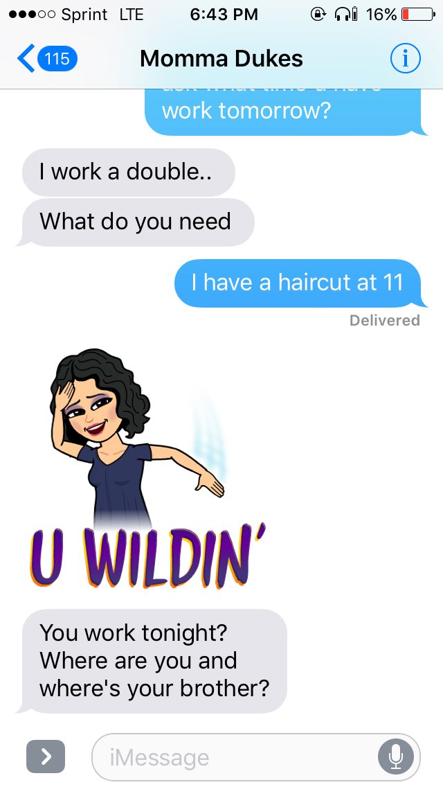 TheJerkMeat's tweet photo. Who the fuck showed my mom bitmoji https://t.co/mrXnOSVkRn
