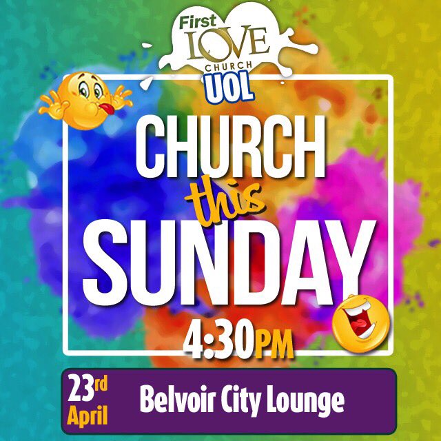 FirstLoveUOL's tweet photo. Join Us At The Best Place To Be On A Sunday 💒🎉🎊
First Love Church
👆🏾❤️💒
#FirstLoveChurchUk
#UniversityOfLeicester
#SundaysAtLeicester https://t.co/H385GlGfyk