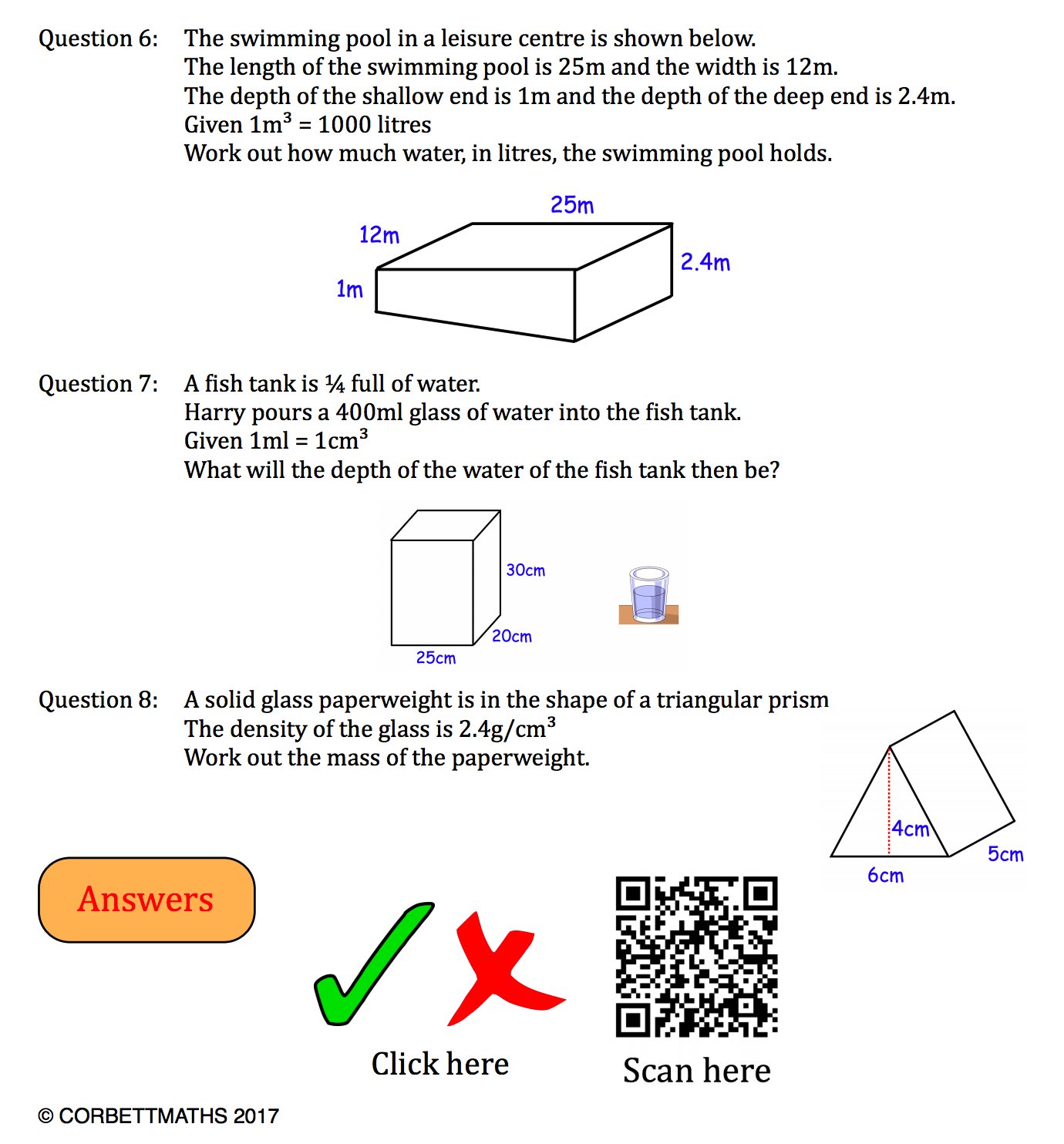 Corbettmaths New Textbook Exercise Volume Of A Prism T Co Ttzzpwvzty