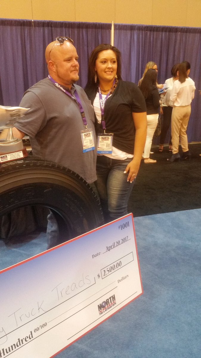 reifenmensch's tweet photo. Quality Truck Treads of Claxton, Ga. Wins 'Miss Retread' contest @NATRE @USATIREEXPO #NATRE #NEWORLEANS https://t.co/FhF7jYhiiE