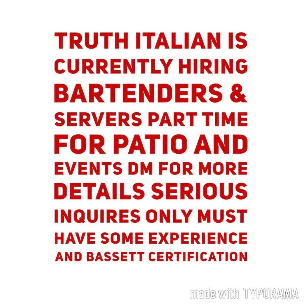 PeytynWillborn's tweet photo. Truth is looking for new team members...... contact @harmony_thetruth for further details..... #TruthItalian #SummertimeChi https://t.co/p6yu9QFzUW